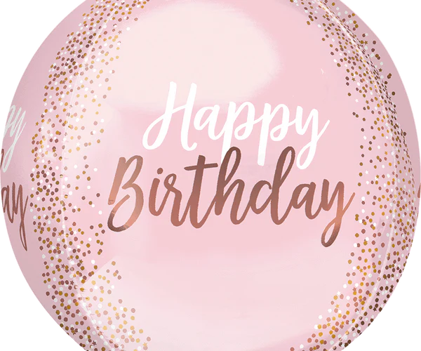 ORBZ Happy Birthday Blush 15 Inch Clear Foil Balloon [41103]