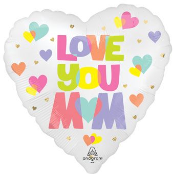 Happy Mother's Day Satin Playful Brights Love You Mom 18 Inch Foil Mylar Balloon [50040]