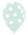 Sempertex 11 Inch White Dots on Pastel Matte Green Latex Balloons Bag of 50 [53336PG]