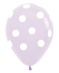 Sempertex 11 Inch White Dots on Pastel Matte Lilac Latex Balloons Bag of 50 [53336PL]