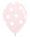 Sempertex 11 Inch White Dots on Pastel Matte Pink Latex Balloons Bag of 50 [53336PP]