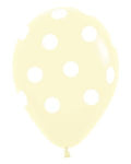 Sempertex 11 Inch White Dots on Pastel Matte Yellow Latex Balloons Bag of 50 [53336PY]