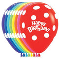 Sempertex 11 Inch Happy Birthday White Dots Assortment Latex Balloons Bag of 50 [53339]