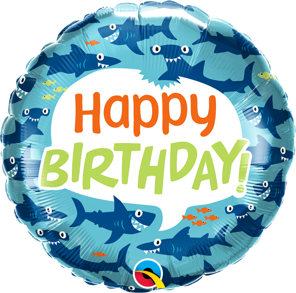 Birthday Fun Sharks 18 Inch Foil Mylar Balloon [97378]