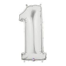 Megaloon Number 1 Silver 40 Inch  Foil Mylar Balloon [15841S]