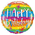 Happy Birthday Colorful Stripes 18 Inch Foil Mylar Balloon [49038]