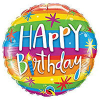 Happy Birthday Colorful Stripes 18 Inch Foil Mylar Balloon [49038]