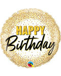 Happy Birthday Gold Glitter Dots 18 Inch Foil Mylar Balloon [88019]