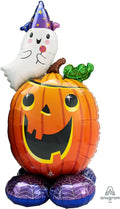AIRLOONZ Pumpkin And Ghost 56 Inch Foil Mylar Balloon [42420]