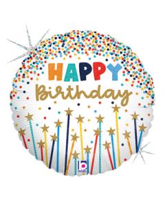 Happy Birthday Star Candles 18 Inch Foil Mylar Balloon [26117]