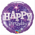 Happy Birthday Purple Sparkle 18 Inch Foil Mylar Balloon [37926]