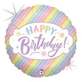 Pastel Holographic Happy Birthday 18 Inch Foil Mylar Balloon [36961]