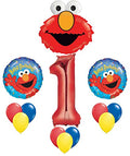 Elmo Sesame Street 1st First Birthday Party Supply Balloon Mylar Latex Set [02500-01-13]
