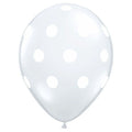 Qualatex Clear with White Big Polka Dots 11 inch Latex Balloons 50 Count [37227]