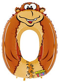 Betallic 40-inch Giant Number 0" Zooloon Gorilla Air Foil Balloon [14940]