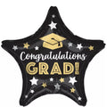 Congratulations Grad Black Star Shape 18 Inch Foil Mylar Balloon [85385-LK]
