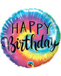 Happy Birthday Tie Dye Swirls 18 Inch Foil Mylar Balloon [18912]