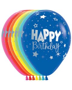 Sempertex 11 Inch Happy Birthday with Metalink Fantasy Assortment Latex Balloons Bag of 50 [53338]
