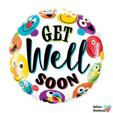 Get Well Soon Smiley 18 Inch Foil Mylar Balloon [57305]
