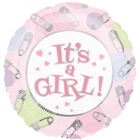 It's a Girl Dots and Pins 18 Inch Foil Mylar Balloon [09887]
