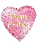 Happy Birthday Pink Dots Heart Shape 18 Inch Foil Mylar Balloon [45932]