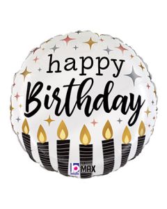 Satin Metallic Candles Happy Birthday 18 Inch Foil Mylar Balloon [26281]