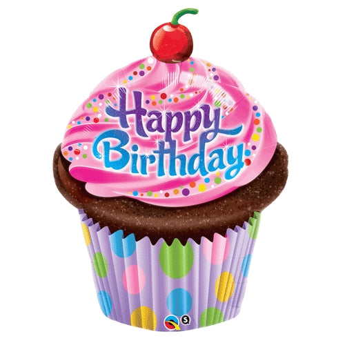 Frosted Cupcake Jumbo Birthday Balloon 34 Inches [30679]