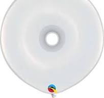 Qualatex Geo Donut White 16 Inch Latex Balloons 25 Count [37688]