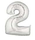 Megaloon Number 2  Silver 40 Inch  Foil Mylar Balloon [15842S]