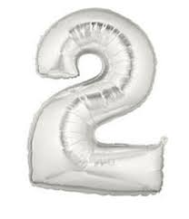 Megaloon Number 2  Silver 40 Inch  Foil Mylar Balloon [15842S]