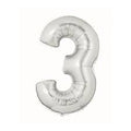 Megaloon Number 3 Silver 40 Inch  Foil Mylar Balloon [15843S]