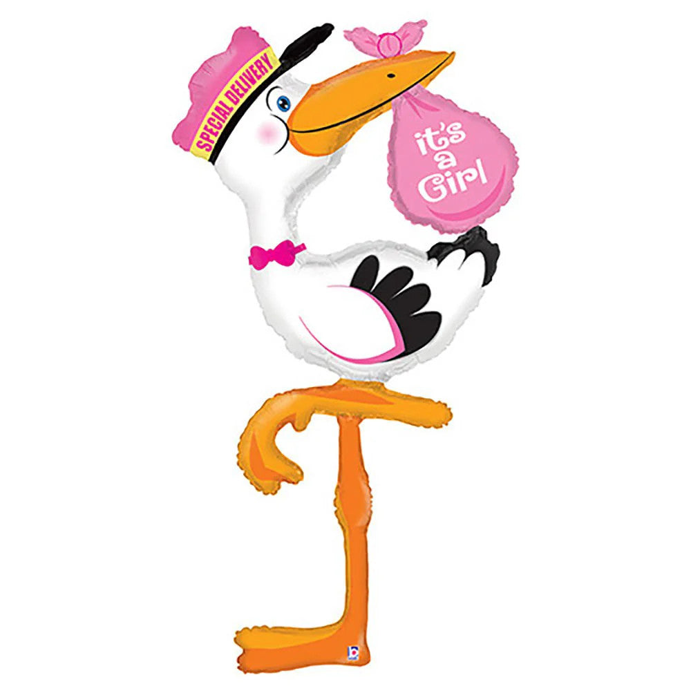 Special Delivery Girl Stork 5 Foot Tall Foil Mylar Balloon [85760]