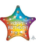Happy Birthday Rainbow Star Shape 19 Inch Foil Mylar Balloon [41316]