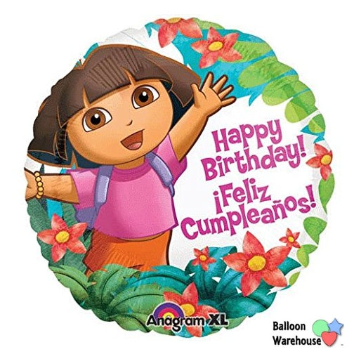Dora the Explorer Feliz  Cumpleanos 18 Inch Foil Mylar Balloon 1 Pack [21712]
