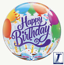 Happy Birthday Balloons & Cancles 22 Inch Bubble Balloon [00003]
