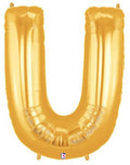 Megaloon Letter U Gold 34 Inch  Foil Mylar Balloon [15922G]