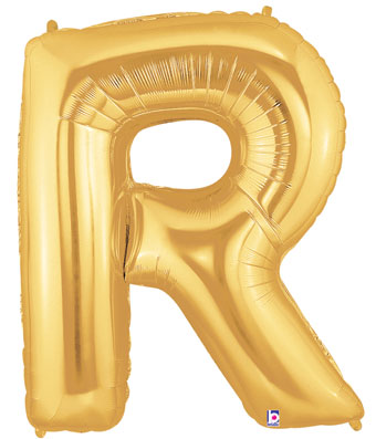 Megaloon Letter R Gold 34 Inch Foil Mylar Balloon [15918G]
