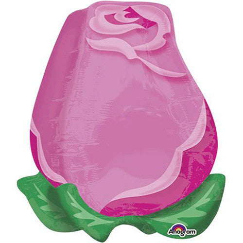 Pink Rose Bud 3D UltraShape 22 Inch Foil Mylar Balloon [34861]