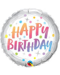 Happy Birthday Rainbow Dots 18 Inch Foil Mylar Balloon [87990]