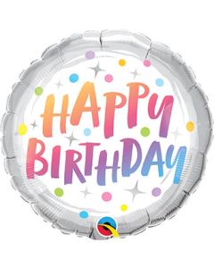 Happy Birthday Rainbow Dots 18 Inch Foil Mylar Balloon [87990]