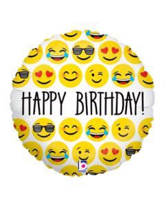 Happy Birthday Emoji 18 Inch Foil Mylar Balloon [36275]