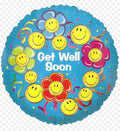 Get Well Soon Smiley Flowers 30 Inch Foil Mylar Balloon [17348]
