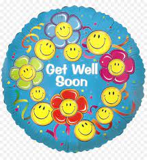 Get Well Soon Smiley Flowers 30 Inch Foil Mylar Balloon [17348]