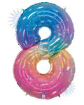Megaloon Number 8 Opal Rainbow 34 Inch  Foil Mylar Balloon [15848RW]