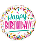 Happy Birthday Sprinkles 18 Inch Foil Mylar Balloon [57263]