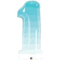 38" Shape Number One Blue Ombre Foil Mylar Balloon [13265]