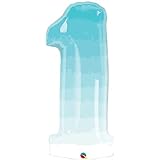 38" Shape Number One Blue Ombre Foil Mylar Balloon [13265]