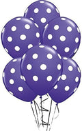 Qualatex Purple Violet with White Polka Dots 11 Inch Latex Balloons 12 Pack[77146PV-12]