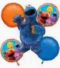 Cookie Monster Balloon Bouquet 5 Foil Mylar Balloons [34840]
