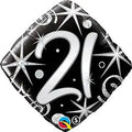 21 Elegant Sparkles & Swirls Diamond Twenty-first birthday 18 Inch Mylar Balloon [29995]